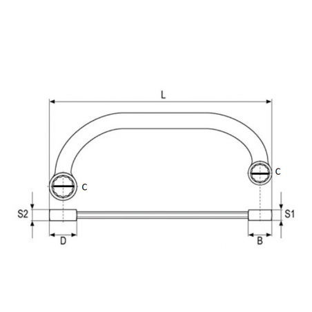 YT-0173 YATO Cheie inelara dubla cotita tip C 16x17 mm lungime 220 mm