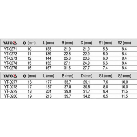 YT-0272 YATO Cheie combinata 11 mm cu antrenor mobil lungime 139 mm