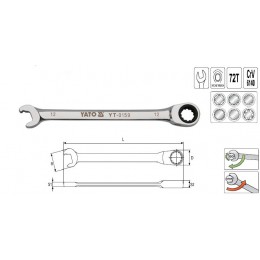 YT-0155 Cheie combinata cu clichet Yato