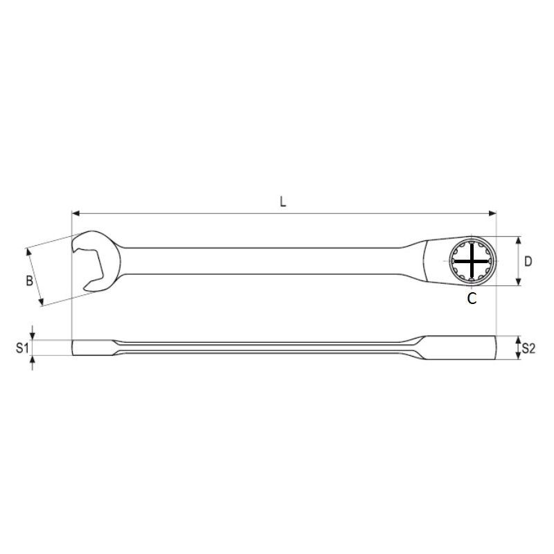 YT-0165 YATO Cheie combinata 19 mm semideschisa si inelara cu clichet