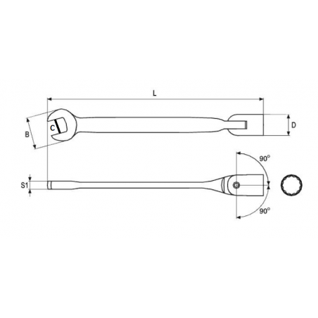 YT-4952 YATO Cheie fixa si tubulara 11 mm cu articulatie lungime 188mm