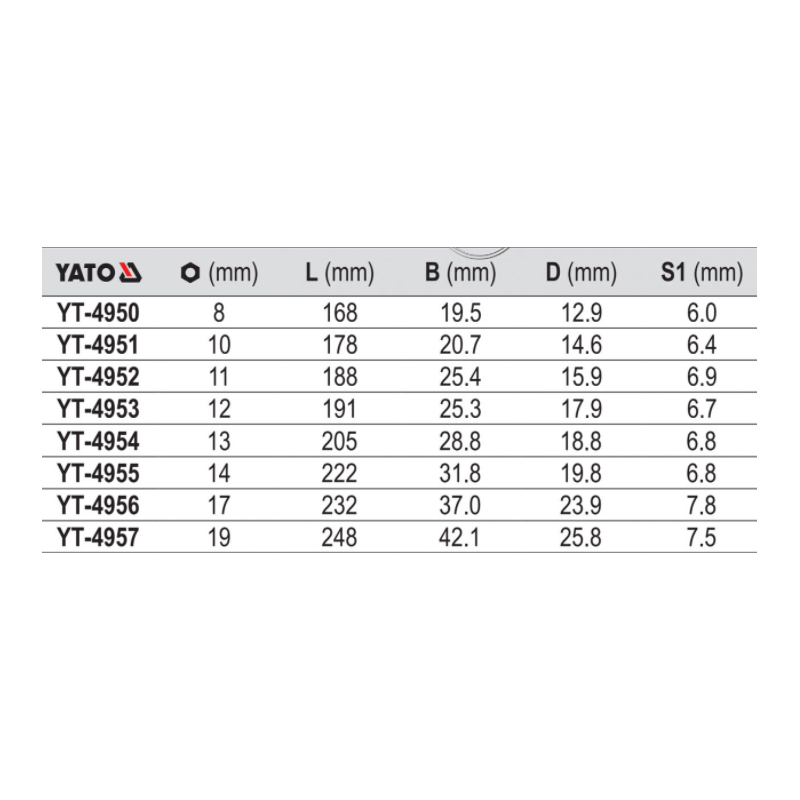YT-4952 YATO Cheie fixa si tubulara 11 mm cu articulatie lungime 188mm