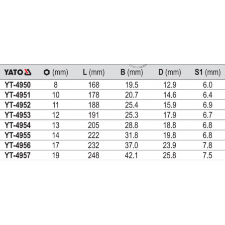 YT-4954 YATO Cheie fixa si tubulara 13 mm cu articulatie lungime 201mm