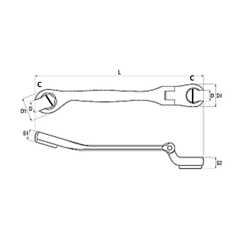 YT-0187 YATO Cheie inelara 15 mm semideschisa cu articulatie