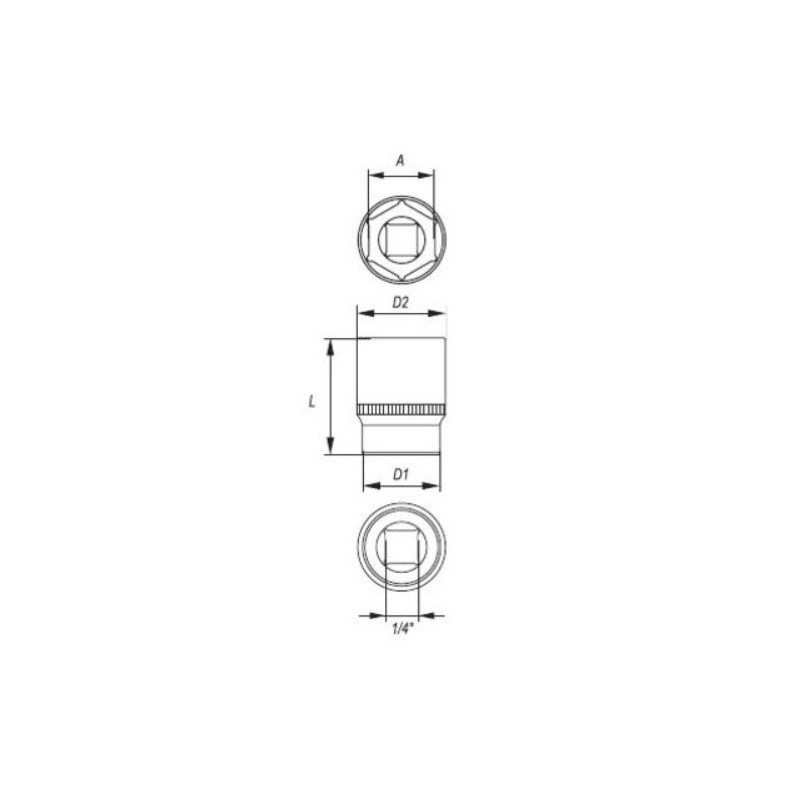 YT-1404 YATO Cheie tubulara hexagonala 5.5 mm patrat 1/4 lungime 25 mm