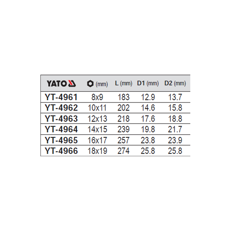 YT-4961 YATO Cheie tubulara cu articulatie 8x9 mm lungime 183 mm