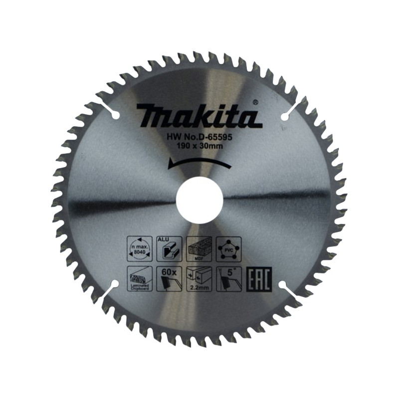 D-65595 Makita Disc TCT taiere multimaterial 190x2.2x30mm cu 60 dinti