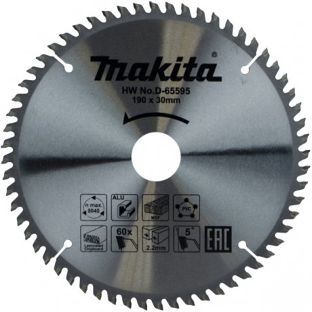 D-65595 Makita Disc TCT taiere multimaterial 190x2.2x30mm cu 60 dinti