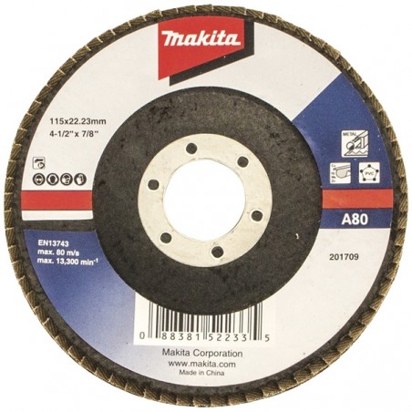 D-63454 MAKITA Disc slefuire evantai 115mm pentru metal granulatie 80