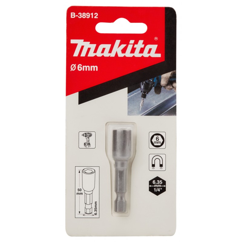 B-38912 MAKITA Cheie tubulara 6x50mm prindere hexagon 1/4"
