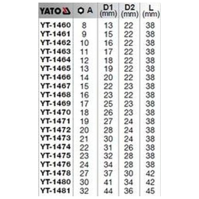 YT-1473 YATO Cheie tubulara spline 21 mm patrat 1/2 lungime 38 mm