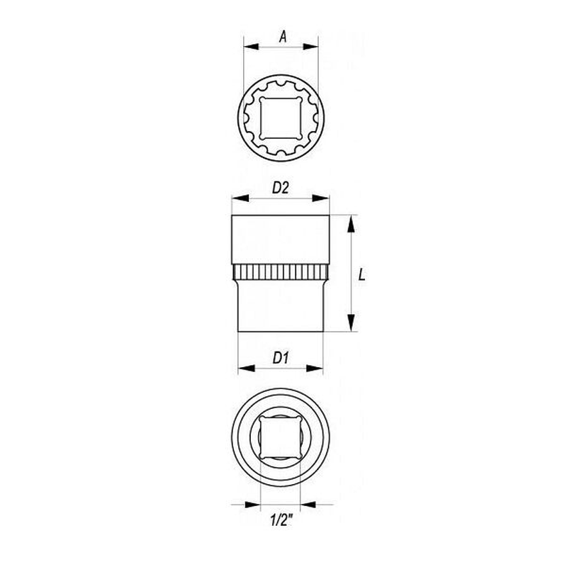 YT-1478 YATO Cheie tubulara spline 27 mm patrat 1/2 lungime 42 mm