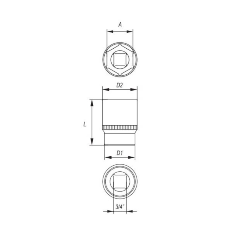 YT-1313 YATO Cheie tubulara hexagonala 33 mm patrat 3/4 lungime 55 mm