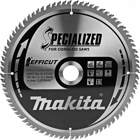B-67240 Makita Panza fierastrau circular EFFICUT lemn 260x30mm 80dinti