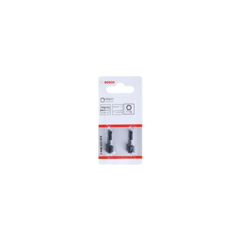 2608522473 BOSCH Set 2 biti de insurubare cu impact T15, 25 mm