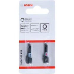 2608522474 BOSCH Set 2 biti de insurubare cu impact T20, 25 mm