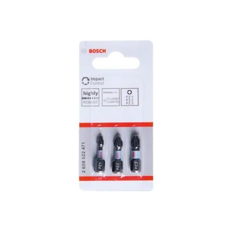 2608522471 BOSCH Set 3 biti de insurubare cu impact PZ1,PZ2,PZ3, 25 mm