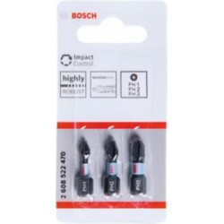 2608522470 BOSCH Set 3 biti de insurubare cu impact PH1,PH2,PH3, 25 mm