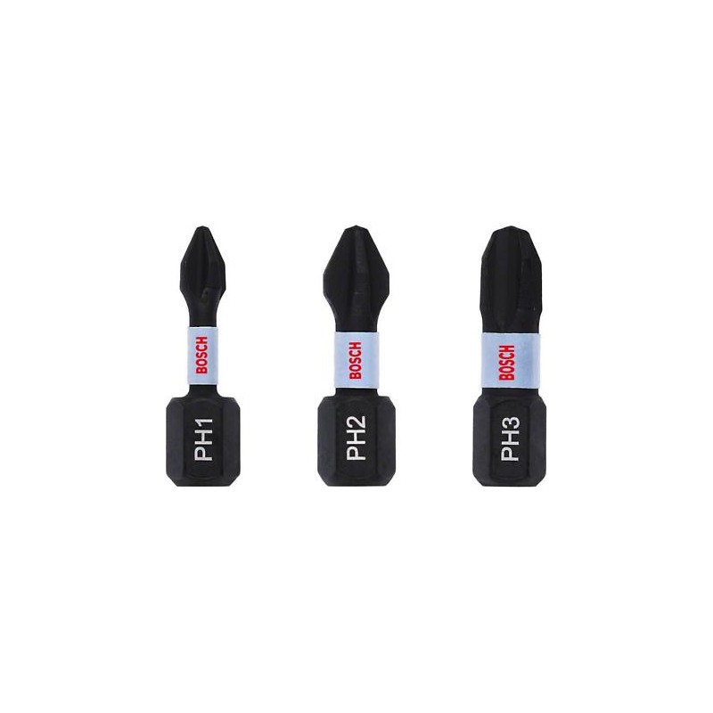 2608522470 BOSCH Set 3 biti de insurubare cu impact PH1,PH2,PH3, 25 mm