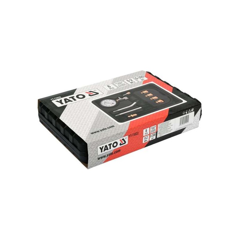 YT-73022 YATO Manometru compresie pentru motoare benzina, 8 piese