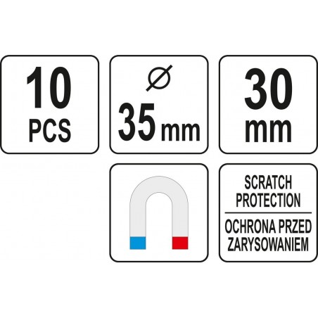 YT-08690 YATO Set 10 carlige magnetice, diametru 35mm, lungime 30mm
