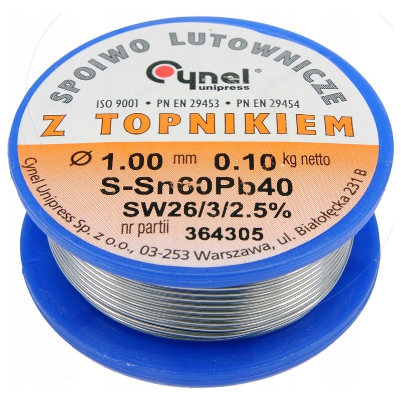 76810 CYNEL UNIPRESS Fludor 1.0 mm, 100 g, sn60pb40