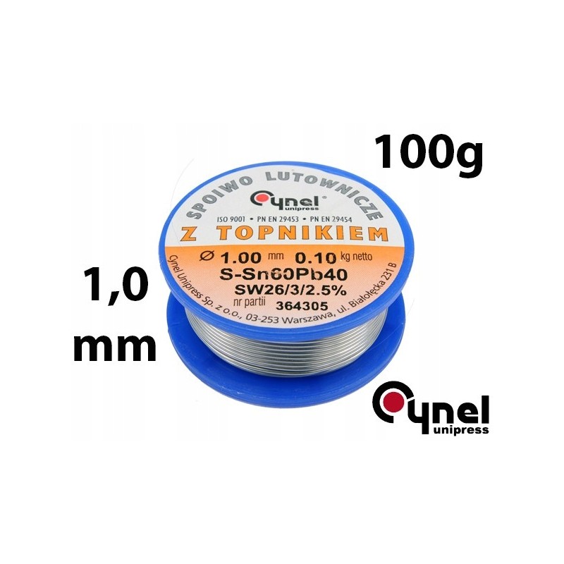76810 CYNEL UNIPRESS Fludor 1.0 mm, 100 g, sn60pb40