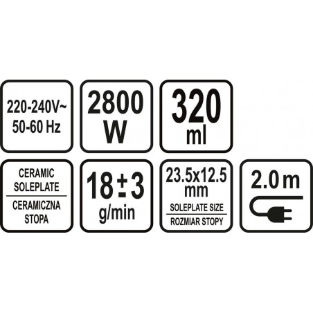 68115 LUND Fier de calcat cu abur putere 2800W, rezervor apa 320ml