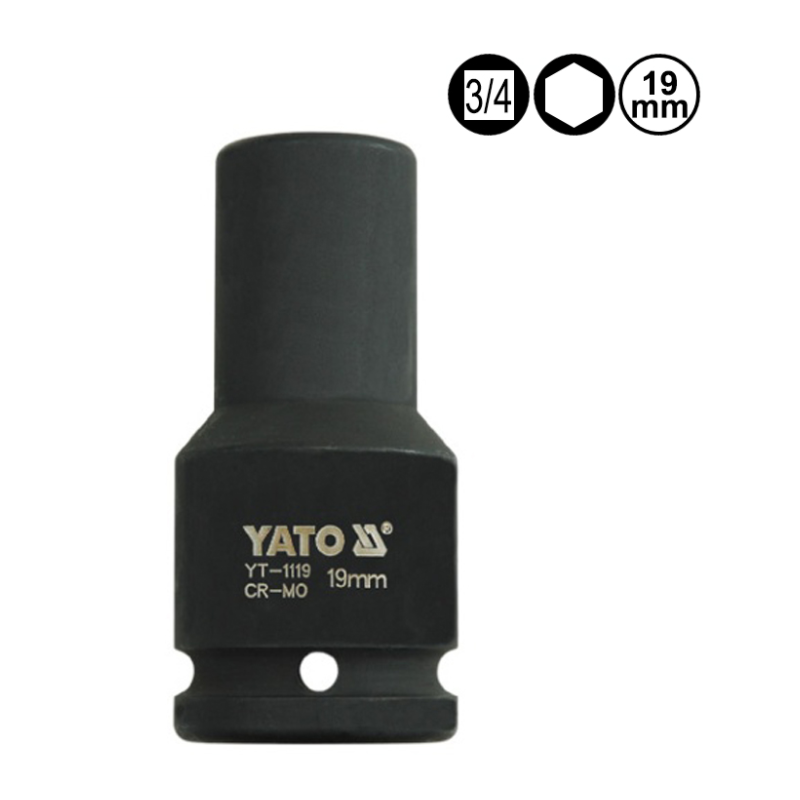 YT-1119 YATO Cheie tubulara hexagonala adanca impact 19 mm patrat 3/4