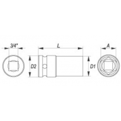 YT-1126 YATO Cheie tubulara hexagonala adanca impact 26 mm patrat 3/4