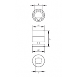 YT-1193 YATO Cheie tubulara hexagonala de impact 38 mm patrat 1"