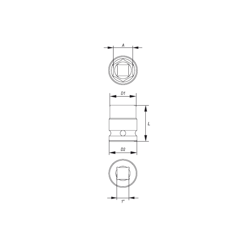 YT-1194 YATO Cheie tubulara hexagonala de impact 41 mm patrat 1"