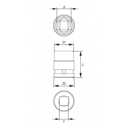 YT-1194 YATO Cheie tubulara hexagonala de impact 41 mm patrat 1"