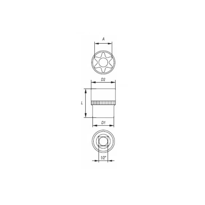 YT-05223 YATO Cheie tubulara E14 cu profil torx prindere patrat 1/2