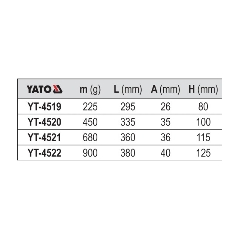 YT-4520 YATO Ciocan pentru tabla cu coada din lemn 450 gr