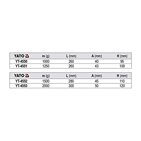 YT-4552 YATO Ciocan pentru zidarie 1500 gr coada lemn lungime 280 mm